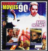 Turkmenistan 2002 Legendary Movies of the '90's - Basic Instinct, large perf sheetlet containing 2 values unmounted mint
