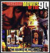 Turkmenistan 2002 Legendary Movies of the '90's - Silence of the Lambs, large perf sheetlet containing 2 values unmounted mint