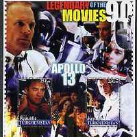 Turkmenistan 2002 Legendary Movies of the '90's - Apollo 13, large perf sheetlet containing 2 values unmounted mint