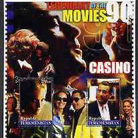 Turkmenistan 2002 Legendary Movies of the '90's - Casino, large perf sheetlet containing 2 values unmounted mint