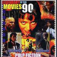Turkmenistan 2002 Legendary Movies of the '90's - Pulp Fiction, large perf sheetlet containing 2 values unmounted mint