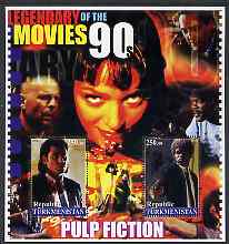 Turkmenistan 2002 Legendary Movies of the '90's - Pulp Fiction, large perf sheetlet containing 2 values unmounted mint