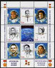 South Ossetia Republic 1999 History of USSR Space Discoveries #01 perf sheetlet containing 8 values plus label overprinted for Astronauts Day in gold, unmounted mint