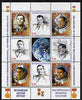 South Ossetia Republic 1999 History of USSR Space Discoveries #02 perf sheetlet containing 8 values plus label overprinted for Astronauts Day in gold, unmounted mint