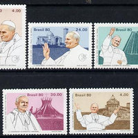 Brazil 1980 Papal Visit (Pope Paul & Cathedrals) set of 5 unmounted mint, SG 1848-52*