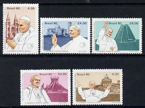 Brazil 1980 Papal Visit (Pope Paul & Cathedrals) set of 5 unmounted mint, SG 1848-52*