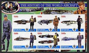 Ivory Coast 2003 History of the World Aircraft #02 imperf sheetlet containing 6 values each with Scout logo (with Blair & Bush & Victory in Iraq) unmounted mint