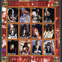 Karelia Republic 2002 Guns 'n' Roses #1 perf sheetlet containing 12 values unmounted mint