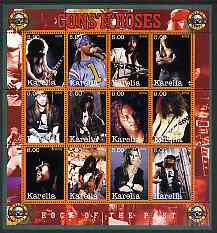 Karelia Republic 2002 Guns 'n' Roses #1 perf sheetlet containing 12 values unmounted mint