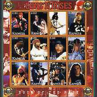 Karelia Republic 2002 Guns 'n' Roses #2 perf sheetlet containing 12 values unmounted mint