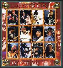 Karelia Republic 2002 Guns 'n' Roses #2 perf sheetlet containing 12 values unmounted mint