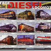 Somalia 2002 Diesel Locomotives #1 perf sheetlet containing set of 9 values unmounted mint