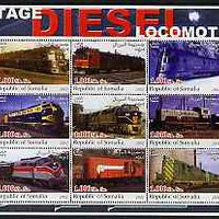 Somalia 2002 Diesel Locomotives #2 perf sheetlet containing set of 9 values unmounted mint