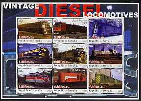 Somalia 2002 Diesel Locomotives #2 perf sheetlet containing set of 9 values unmounted mint