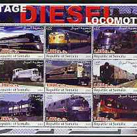 Somalia 2002 Diesel Locomotives #3 perf sheetlet containing set of 9 values unmounted mint