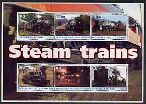 Ivory Coast 2003 Steam Trains #2 perf sheetlet containing 6 values unmounted mint