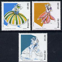 Brazil 1982 Orixas, Religious Costumes set of 3, SG 1970-72 unmounted mint