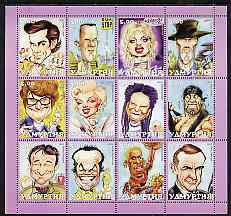 Udmurtia Republic 2001 Caricatures of Movie Stars #1 perf sheetlet containing set of 12 values unmounted mint