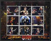 Buriatia Republic 2003 AC/DC #2 perf sheetlet containing set of 9 values (black outer frame) unmounted mint