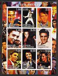 Tadjikistan 2001 Elvis Presley imperf sheetlet containing 9 values unmounted mint