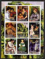 Tadjikistan 2001 Auguste Renoir imperf sheetlet containing 9 values unmounted mint