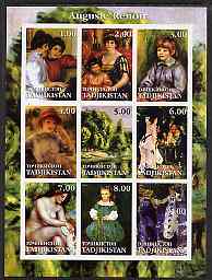 Tadjikistan 2001 Auguste Renoir imperf sheetlet containing 9 values unmounted mint