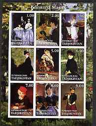 Tadjikistan 2001 Edouard Manet imperf sheetlet containing 9 values unmounted mint