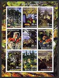 Kyrgyzstan 2001 Paul Cezanne imperf sheetlet containing 9 values unmounted mint