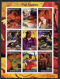 Kyrgyzstan 2001 Paul Gauguin imperf sheetlet containing 9 values unmounted mint