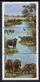 Brazil 1984 Water Buffaloes strip of 3 unmounted mint, SG 2091-93