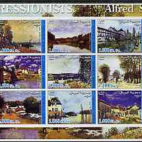 Somalia 2002 Impressionists - Alfred Sisley imperf sheetlet containing 9 values unmounted mint