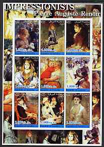 Somalia 2002 Impressionists - Pierre Auguste Renoir imperf sheetlet containing 9 values unmounted mint