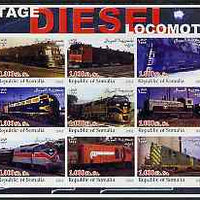 Somalia 2002 Diesel Locomotives #2 imperf sheetlet containing set of 9 values unmounted mint