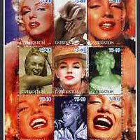 Uzbekistan 2002 Marilyn Monroe #1 perf sheetlet containing set of 9 values unmounted mint (Inscribed Marilyn)