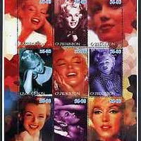 Uzbekistan 2002 Marilyn Monroe #2 perf sheetlet containing set of 9 values unmounted mint (Inscribed Marilyn)