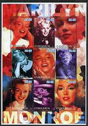 Uzbekistan 2002 Marilyn Monroe #2 perf sheetlet containing set of 9 values unmounted mint (Inscribed Marilyn)