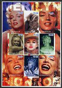 Uzbekistan 2002 Marilyn Monroe #1 imperf sheetlet containing set of 9 values unmounted mint (Inscribed Merilyn)