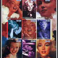 Uzbekistan 2002 Marilyn Monroe #2 imperf sheetlet containing set of 9 values unmounted mint (Inscribed Merilyn)