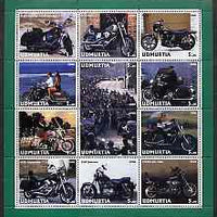 Udmurtia Republic 2000 Harley-Davidson Motorcycles perf sheetlet containing 12 values unmounted mint