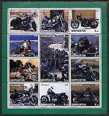 Udmurtia Republic 2000 Harley-Davidson Motorcycles perf sheetlet containing 12 values unmounted mint