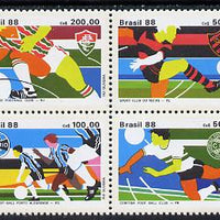Brazil 1988 Brazilian Football Championship set of 4 in se-tenant block unmounted mint, SG 2322-25