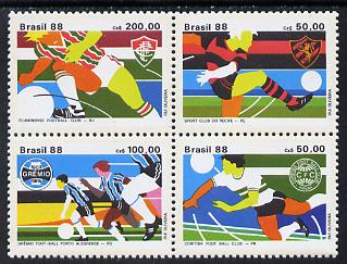 Brazil 1988 Brazilian Football Championship set of 4 in se-tenant block unmounted mint, SG 2322-25