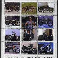 Dagestan Republic 2000 Harley-Davidson Motorcycles perf sheetlet containing 12 values unmounted mint