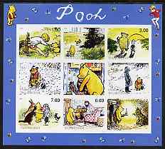Tadjikistan 1999 Winnie the Pooh imperf sheetlet containing set of 9 values unmounted mint