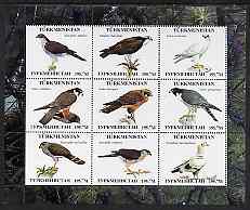 Turkmenistan 2000 ? Birds of Prey perf sheetlet containing 9 values unmounted mint