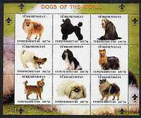 Turkmenistan 2000 ? Dogs of the World perf sheetlet containing 9 values with Scout logo in margins unmounted mint