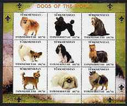 Turkmenistan 2000 ? Dogs of the World perf sheetlet containing 9 values with Scout logo in margins unmounted mint