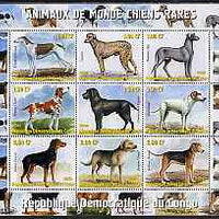 Congo 2000 Rare Dogs of the World #1 perf sheetlet containing 9 values unmounted mint
