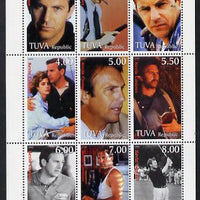 Touva 1999 Kevin Costner sheetlet containing complete set of 9 values (incl KC playing Golf)