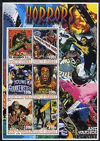 Myanmar 2001 Horror Movie Posters large perf sheetlet containing set of 6 values unmounted mint